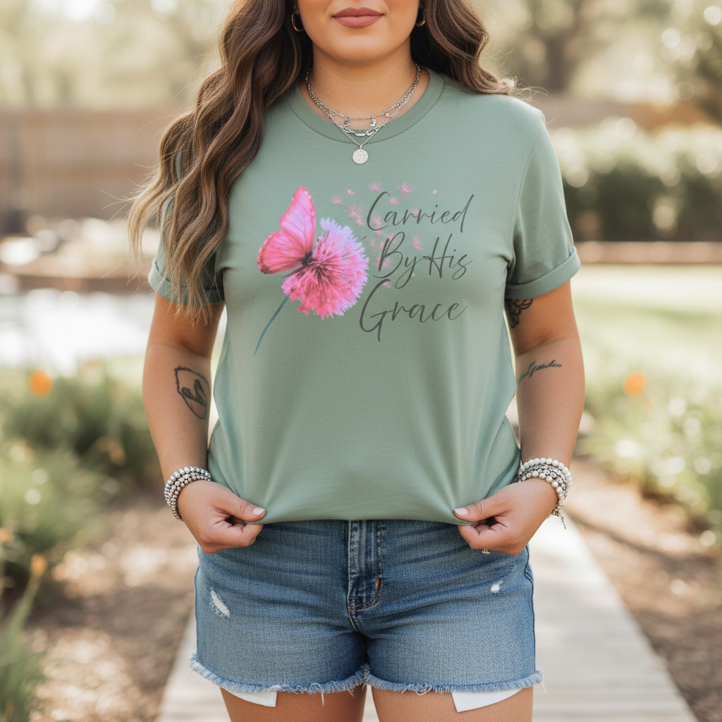 Carried By His Grace Shirt | Christian Floral Tee