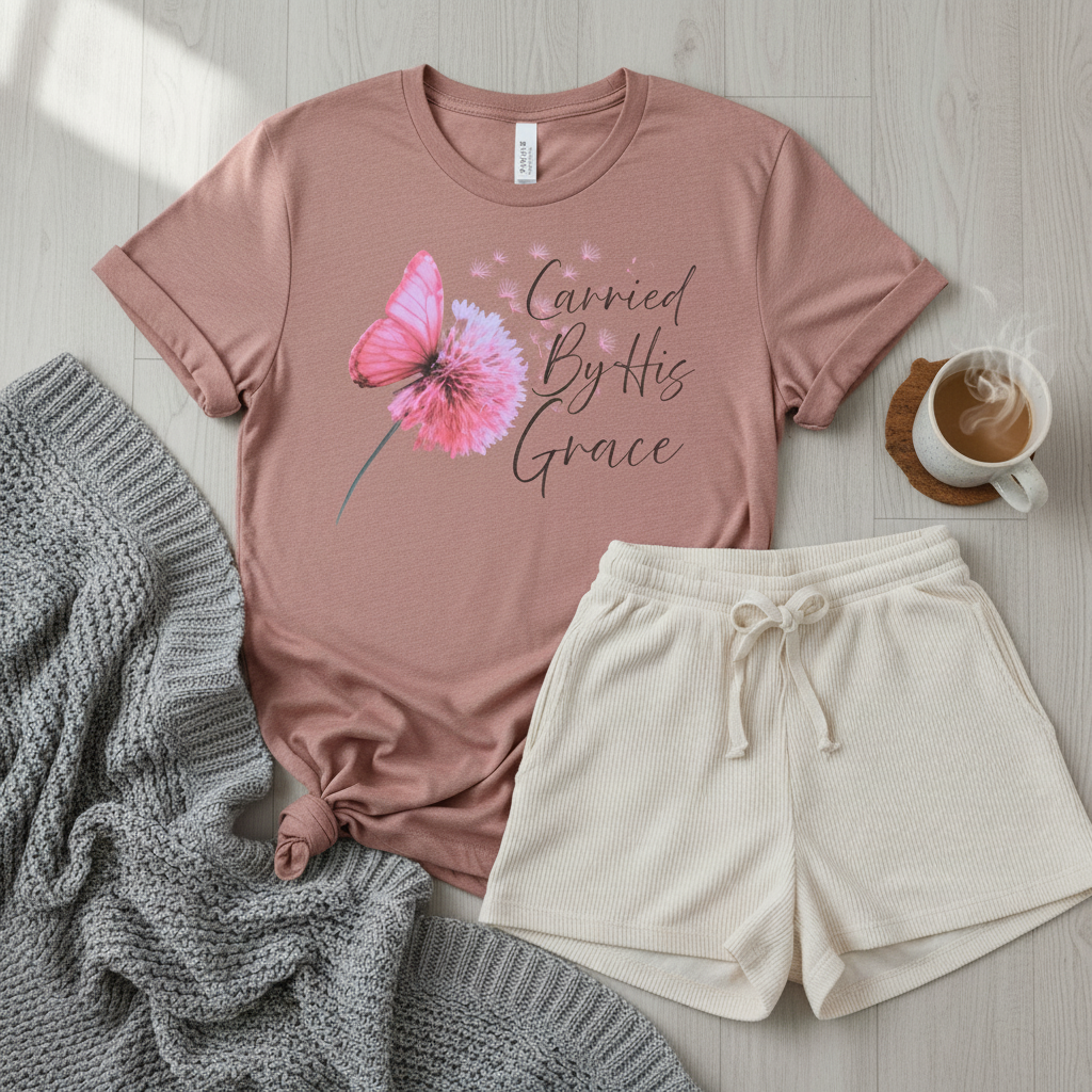 Carried By His Grace Shirt | Christian Floral Tee
