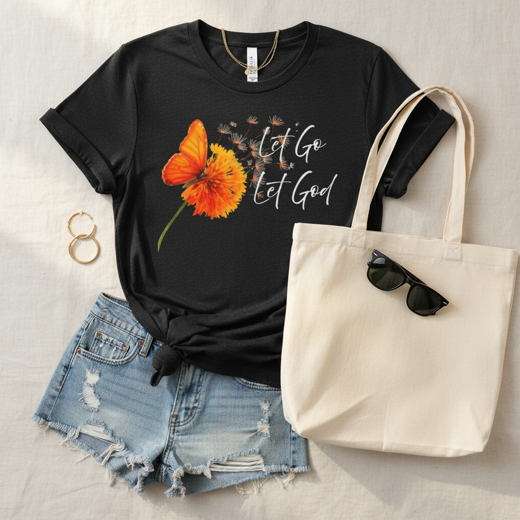 Let Go Let God Shirt | Christian Floral Tee