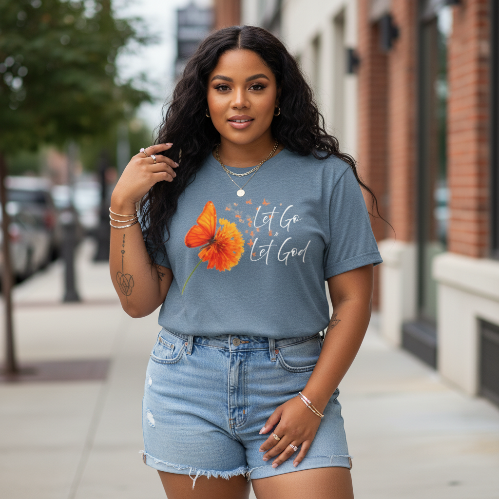 Let Go Let God Shirt | Christian Floral Tee