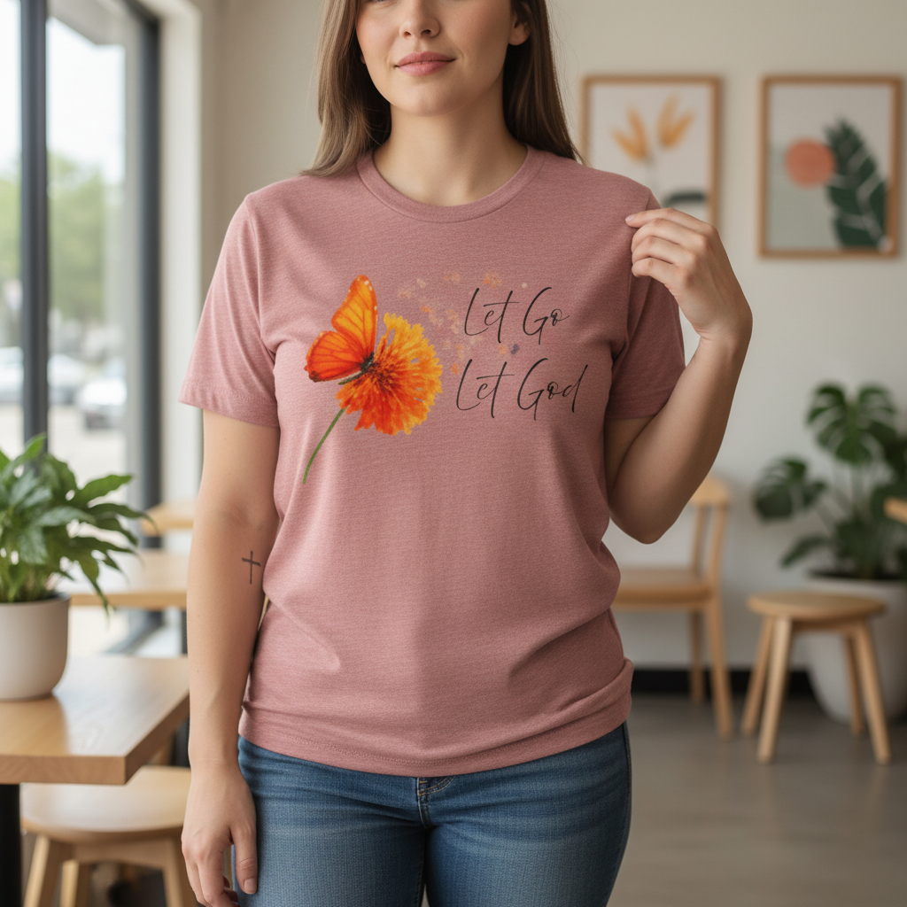 Let Go Let God Shirt | Christian Floral Tee