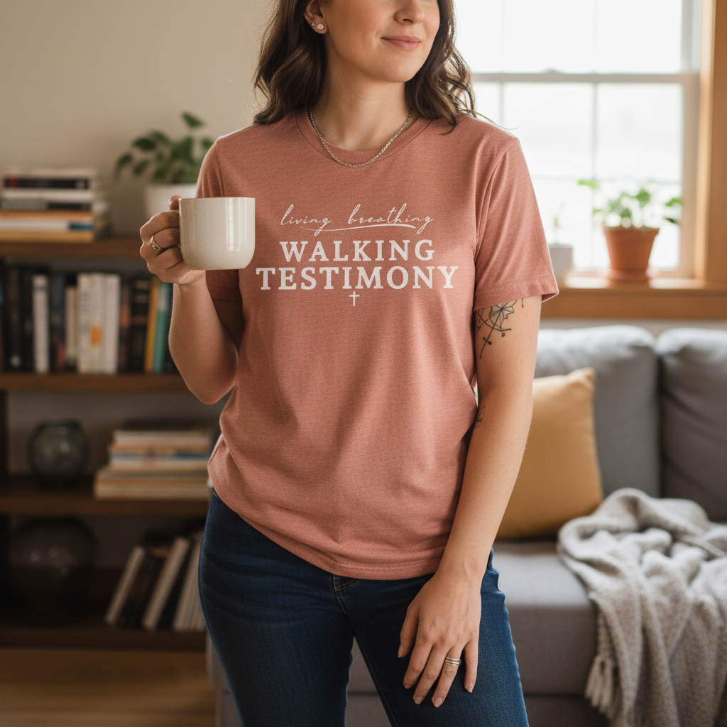 Walking Testimony Tee – Faith Based Graphic T-Shirt
