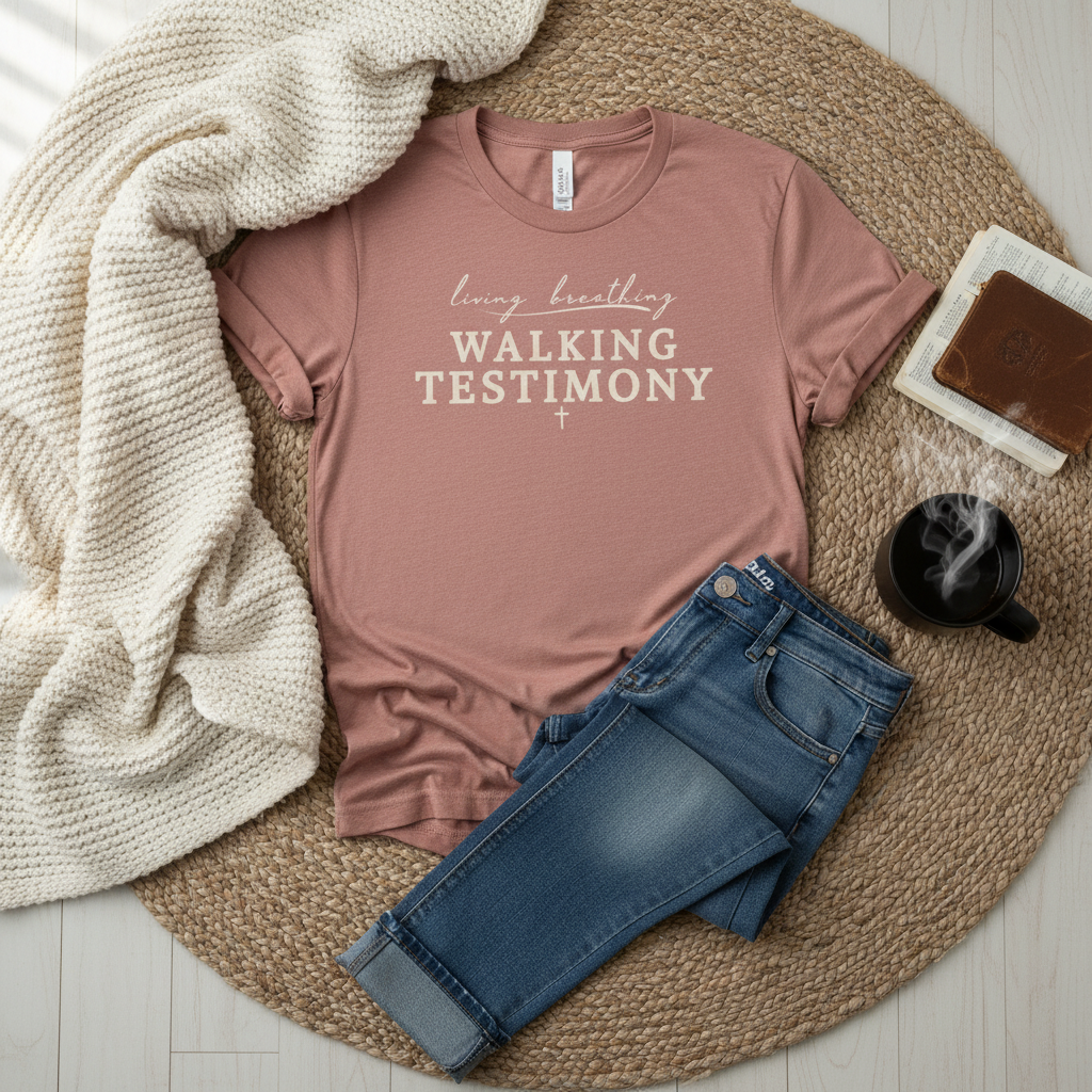 Walking Testimony Tee – Faith Based Graphic T-Shirt