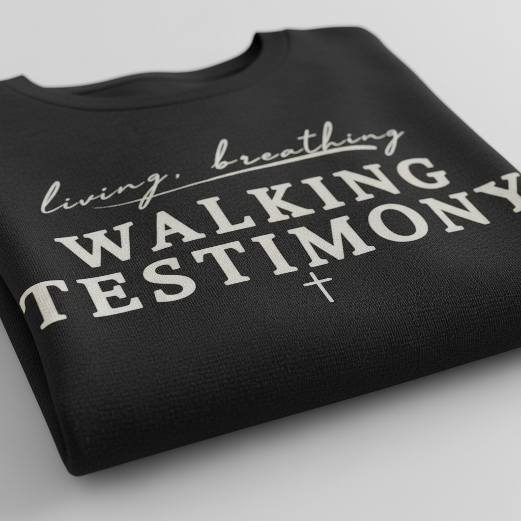 Walking Testimony Tee – Faith Based Graphic T-Shirt