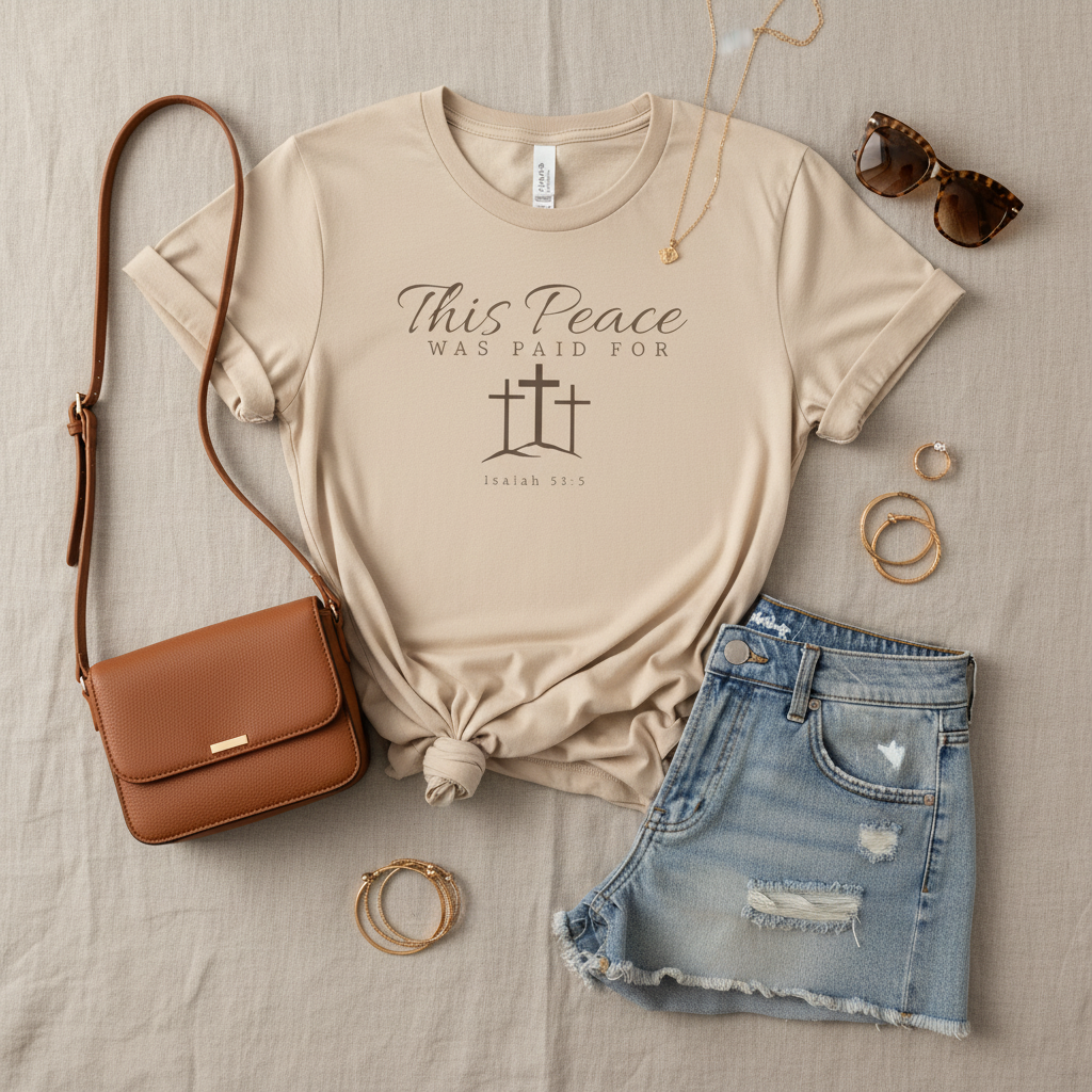 This Peace Was Paid For Christian T‑Shirt — Isaiah 53:5 Cross Tee