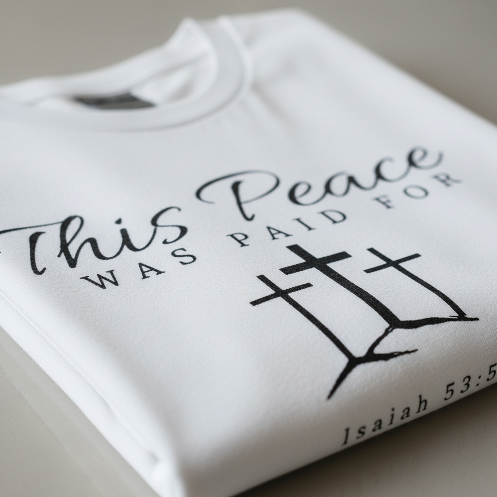 This Peace Was Paid For Christian T‑Shirt — Isaiah 53:5 Cross Tee