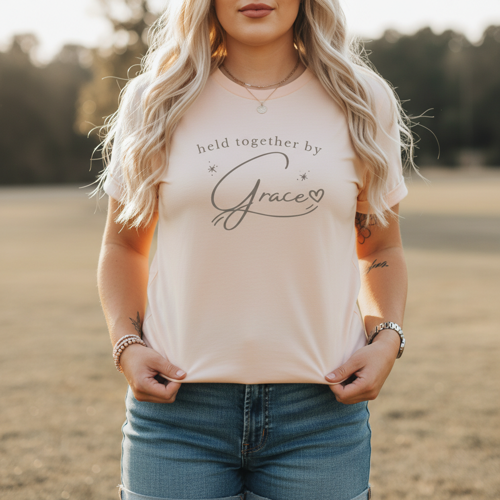Held Together by Grace T-Shirt — Inspirational Faith Tee