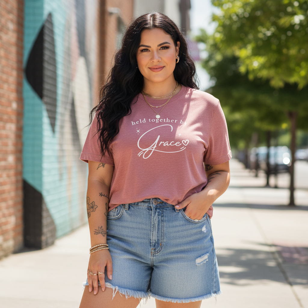 Held Together by Grace T-Shirt — Inspirational Faith Tee