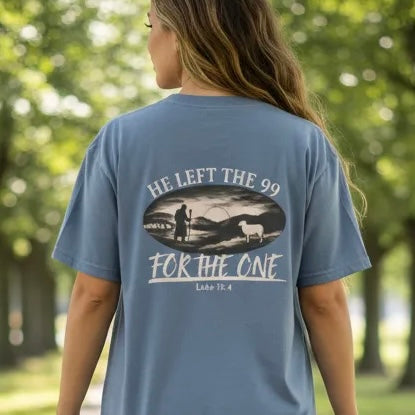 He Left the 99 Tee | One Was Worth It Shirt | Luke 15:4 Christian T-Shirt | Comfort Colors