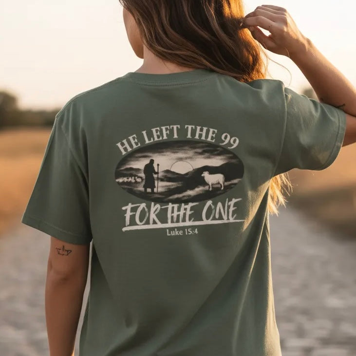 He Left the 99 Tee | One Was Worth It Shirt | Luke 15:4 Christian T-Shirt | Comfort Colors