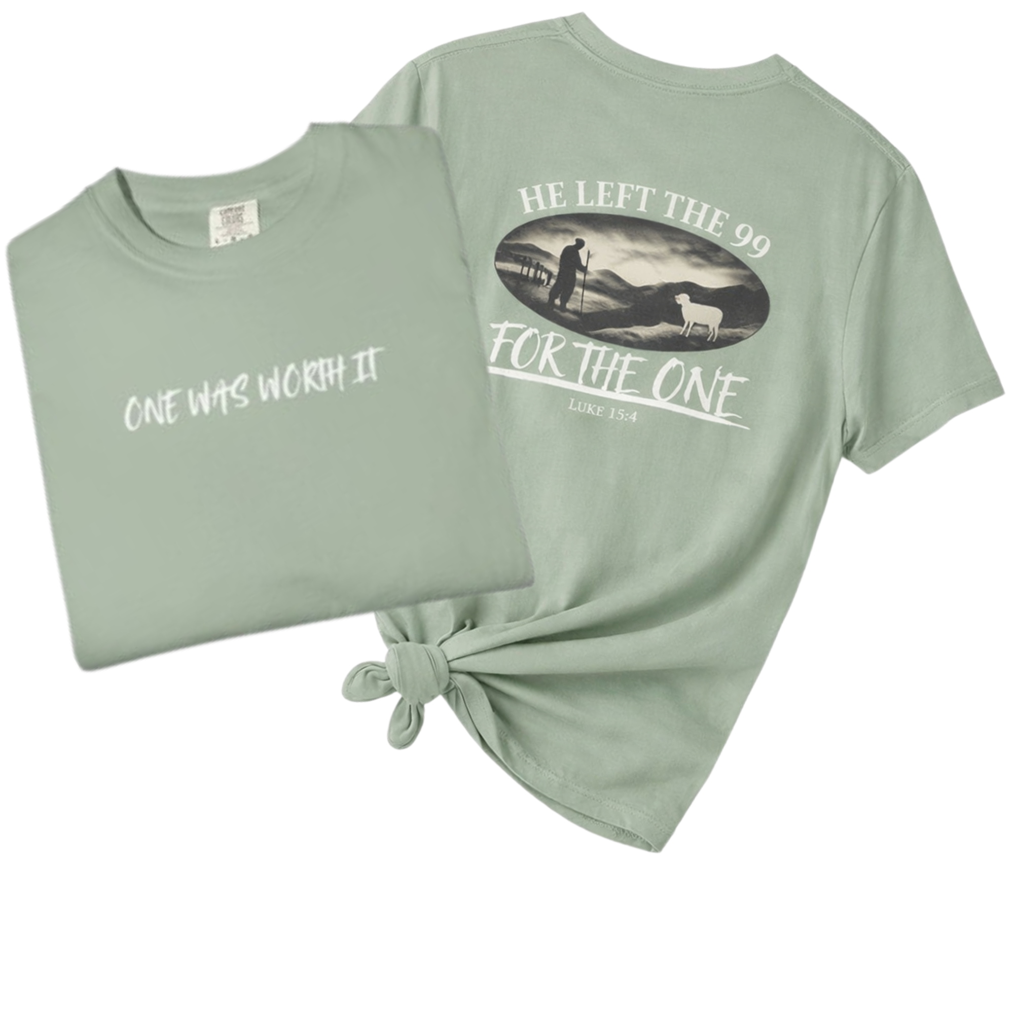He Left the 99 Tee | One Was Worth It Shirt | Luke 15:4 Christian T-Shirt | Comfort Colors
