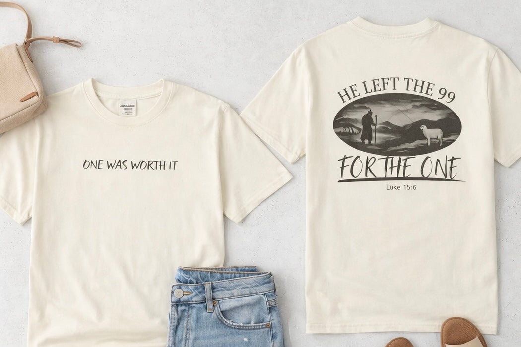 He Left the 99 Tee | One Was Worth It Shirt | Luke 15:4 Christian T-Shirt | Comfort Colors