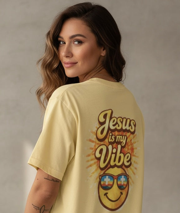 Jesus Is My Vibe Shirt – Comfort Colors Christian Graphic Tee – Floral Faith Shirt – Retro Christian Tee – Women’s Faith Apparel