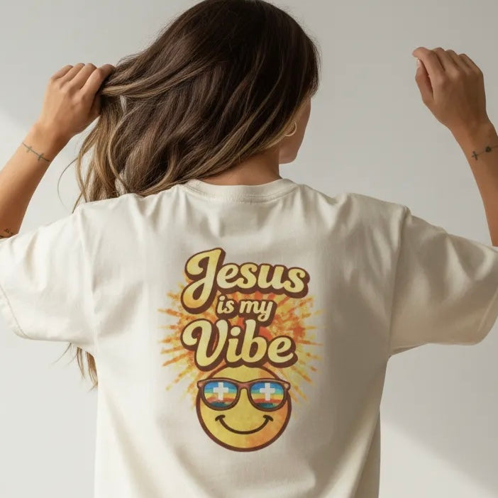 Jesus Is My Vibe Shirt – Comfort Colors Christian Graphic Tee – Floral Faith Shirt – Retro Christian Tee – Women’s Faith Apparel