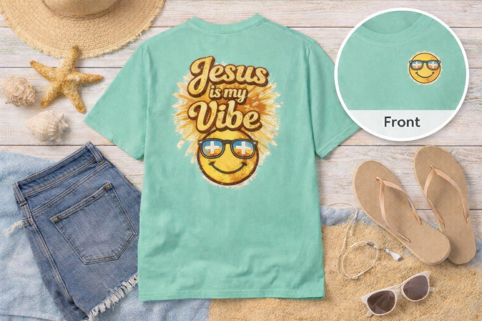 Jesus Is My Vibe Shirt – Comfort Colors Christian Graphic Tee – Floral Faith Shirt – Retro Christian Tee – Women’s Faith Apparel
