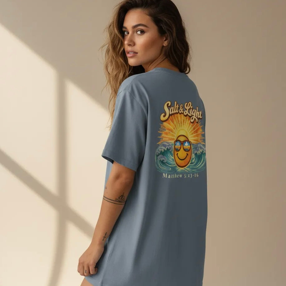 Salt & Light Comfort Colors Shirt | Matthew 5:13-16 Christian Tee | Vintage Faith Graphic Tee | Unisex Garment Dyed T-Shirt