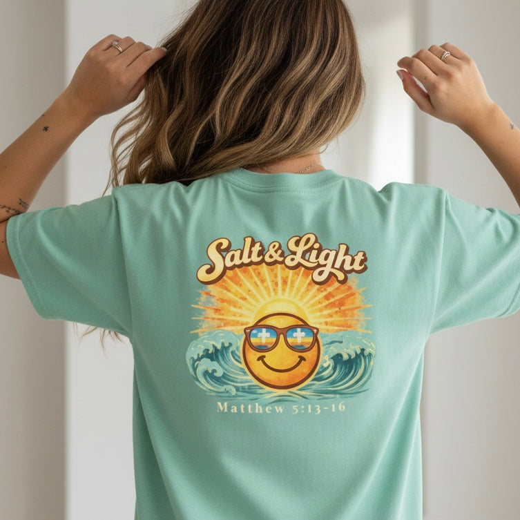 Salt & Light Comfort Colors Shirt | Matthew 5:13-16 Christian Tee | Vintage Faith Graphic Tee | Unisex Garment Dyed T-Shirt