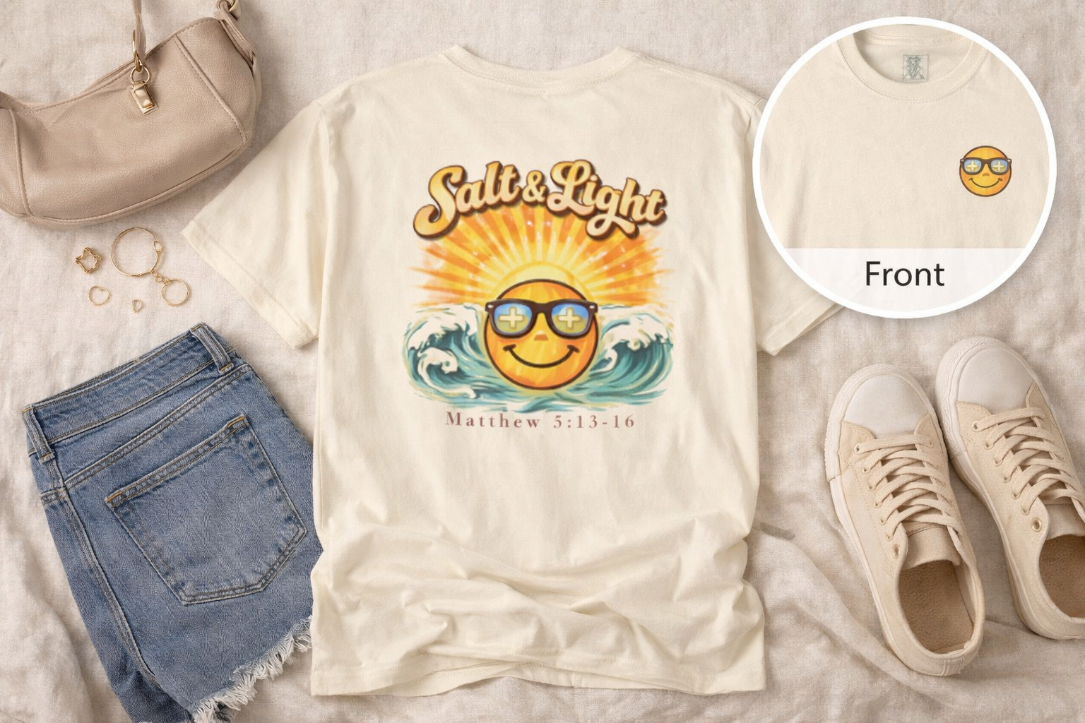 Salt & Light Comfort Colors Shirt | Matthew 5:13-16 Christian Tee | Vintage Faith Graphic Tee | Unisex Garment Dyed T-Shirt