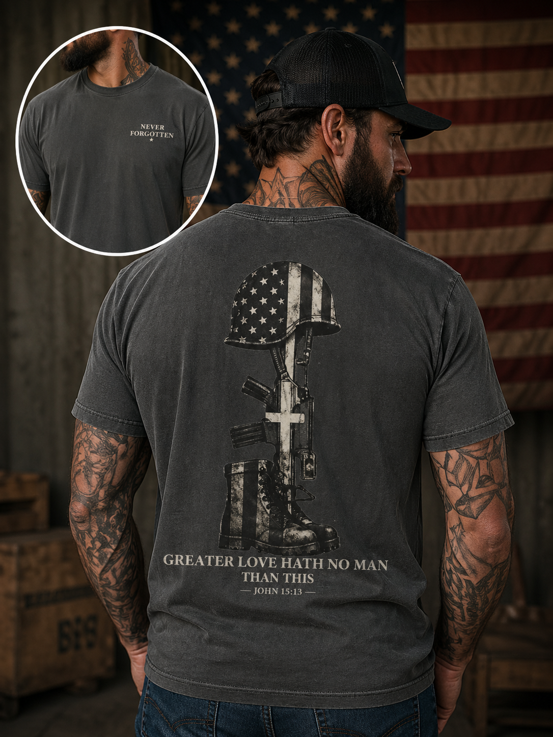 Memorial Day Shirt Comfort Colors | Never Forgotten Military Tribute Tee | Patriotic Graphic Shirt | Veteran Honor Tee