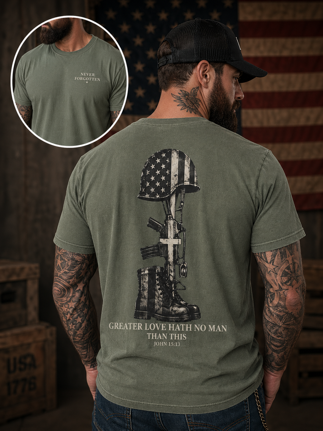 Memorial Day Shirt Comfort Colors | Never Forgotten Military Tribute Tee | Patriotic Graphic Shirt | Veteran Honor Tee