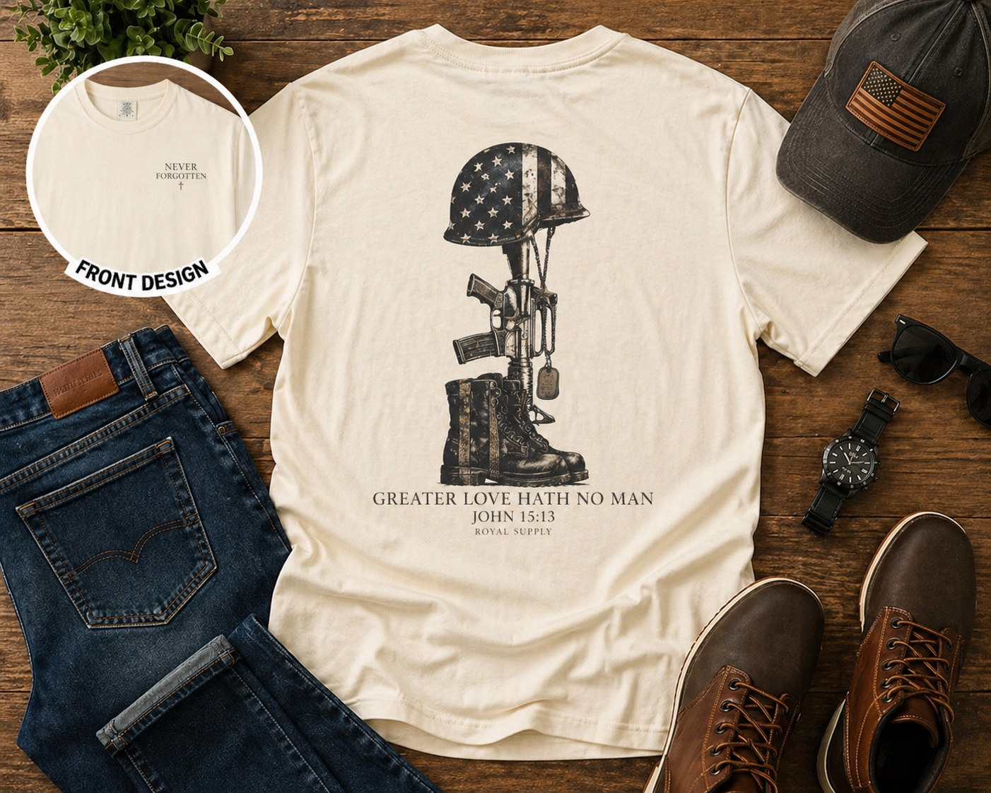 Memorial Day Shirt Comfort Colors | Never Forgotten Military Tribute Tee | Patriotic Graphic Shirt | Veteran Honor Tee