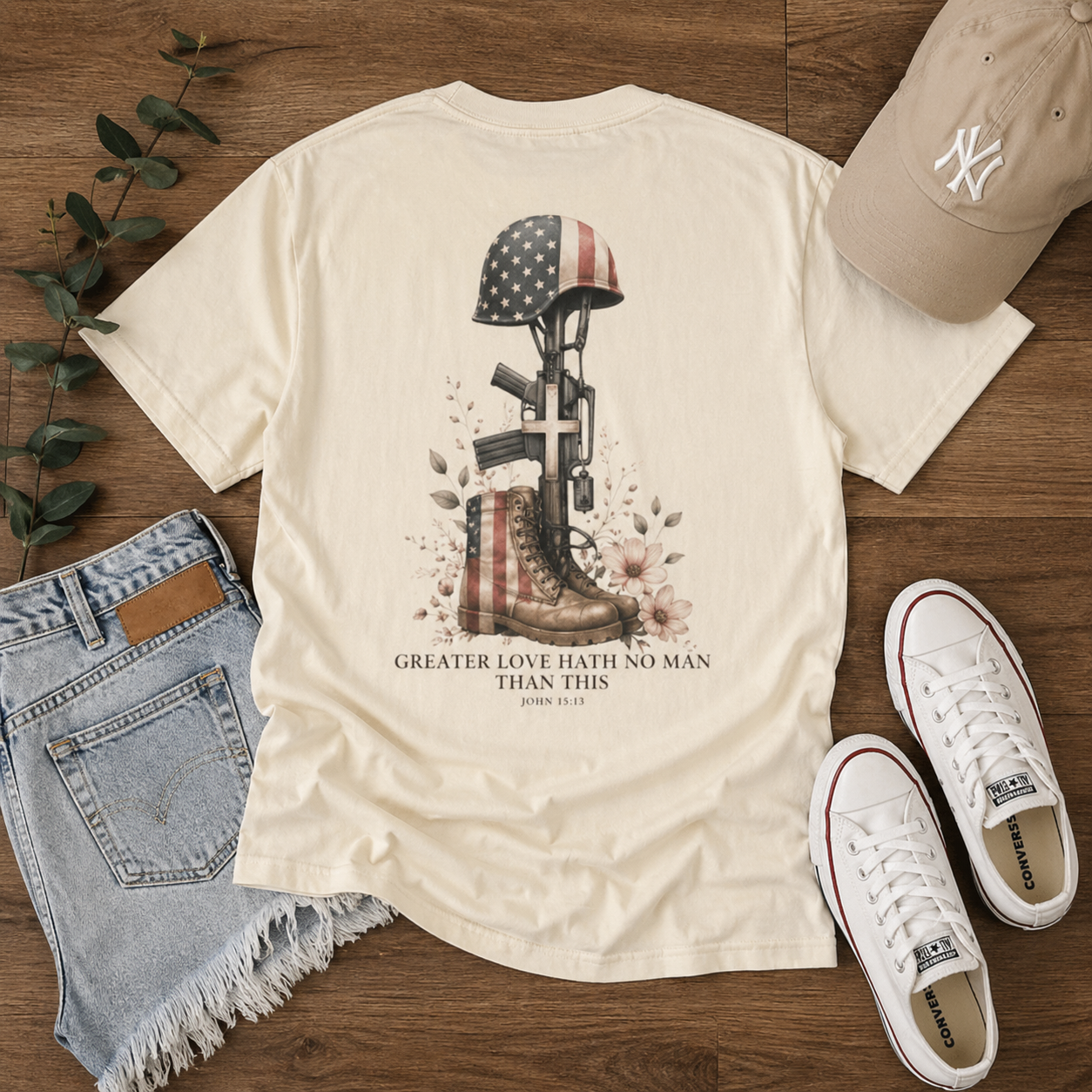 Greater Love Memorial Shirt – Comfort Colors Tee | Christian Patriotic Shirt | Memorial Day Shirt | Never Forgotten Tee