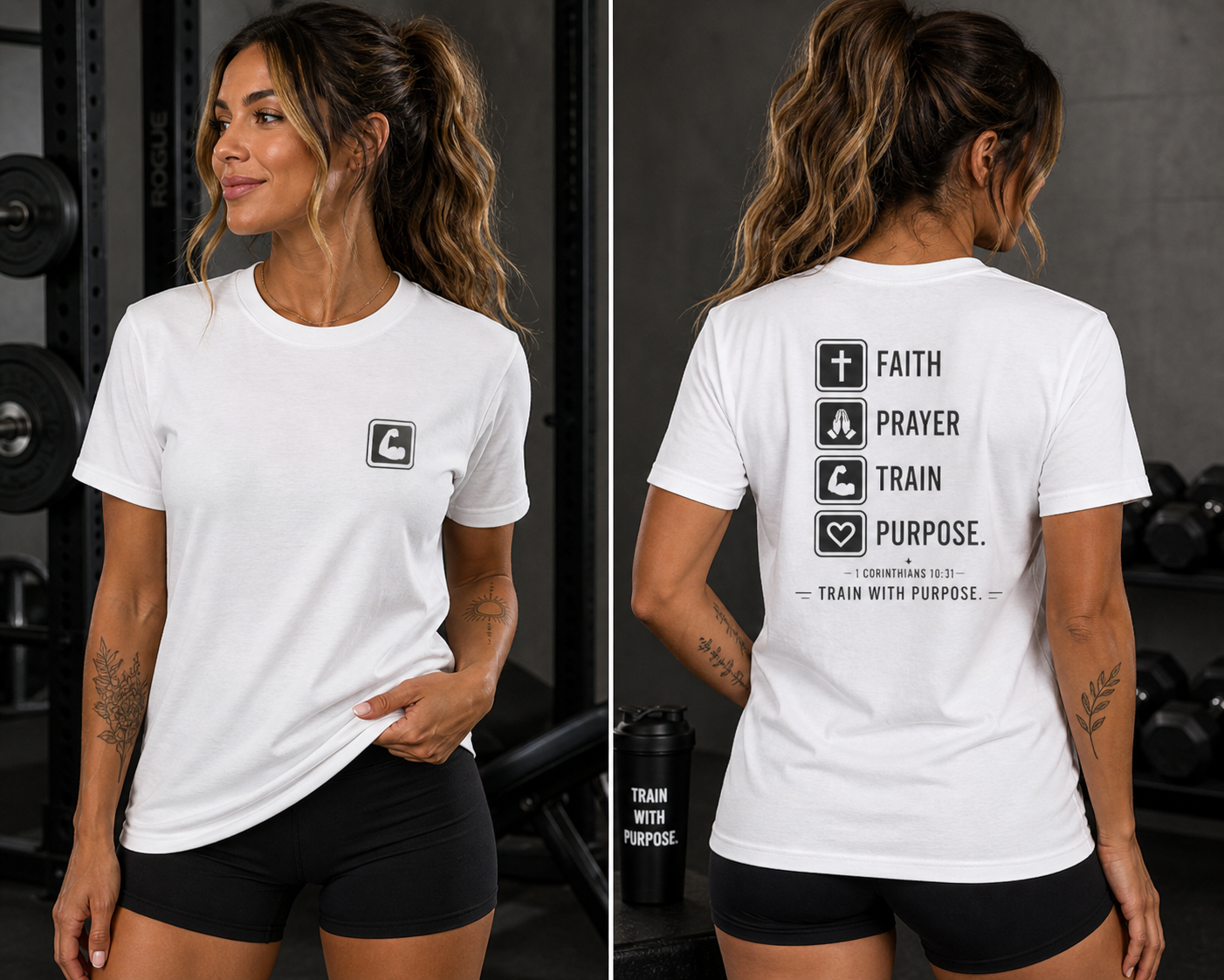 Faith Prayer Train Purpose Shirt | Christian Gym Tee | Bella Canvas Workout Shirt | Train With Purpose Tee