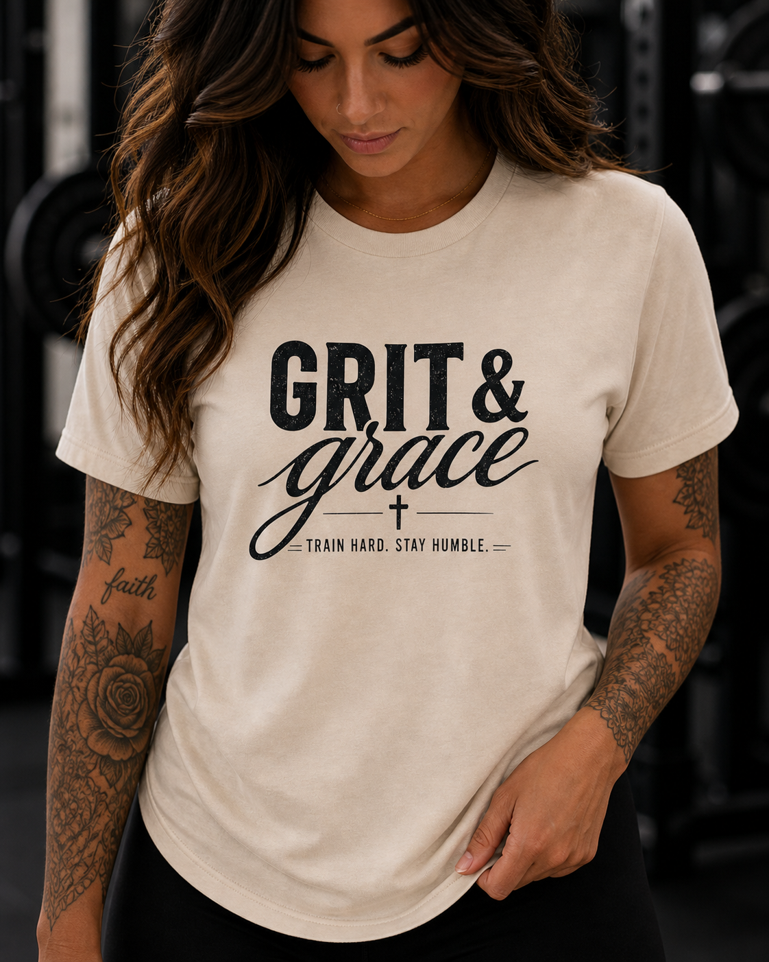 Grit and Grace Shirt | Christian Gym Tee | Faith Workout Shirt | Bella Canvas Shirt | Train Hard Stay Humble Tee