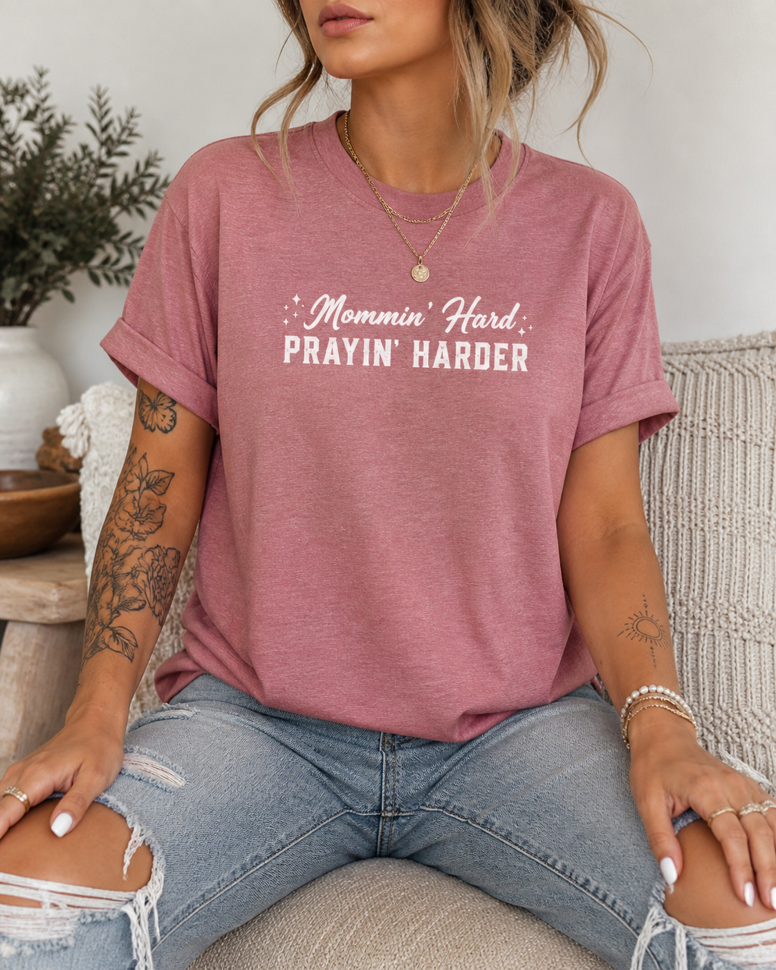Mommin’ Hard Prayin’ Harder Shirt | Christian Mom Tee