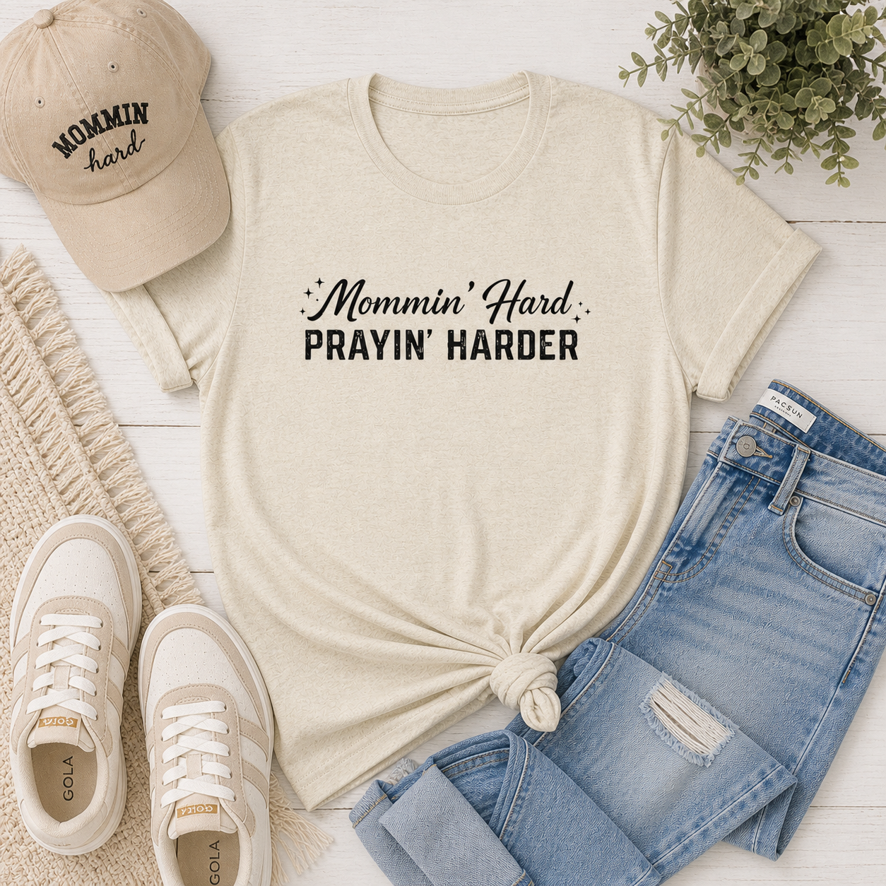 Mommin’ Hard Prayin’ Harder Shirt | Christian Mom Tee