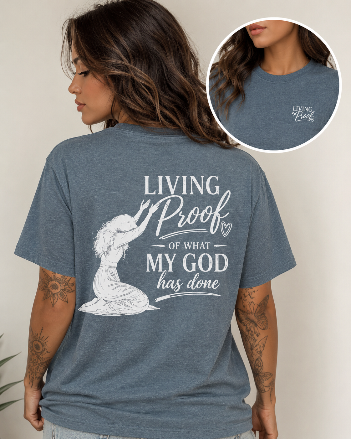 Living Proof of What My God Has Done Tee | Faith-Based Graphic Shirt