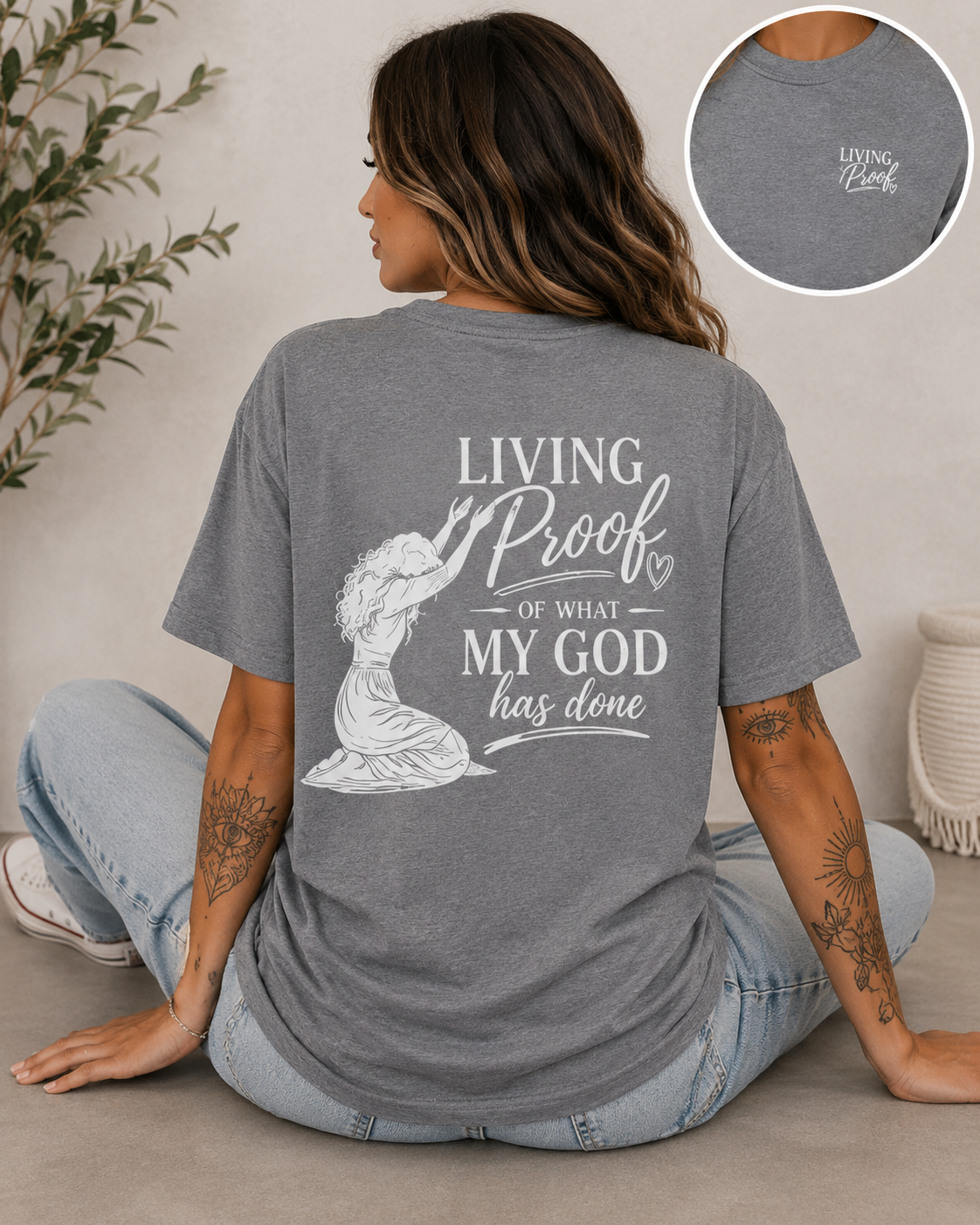 Living Proof of What My God Has Done Tee | Faith-Based Graphic Shirt