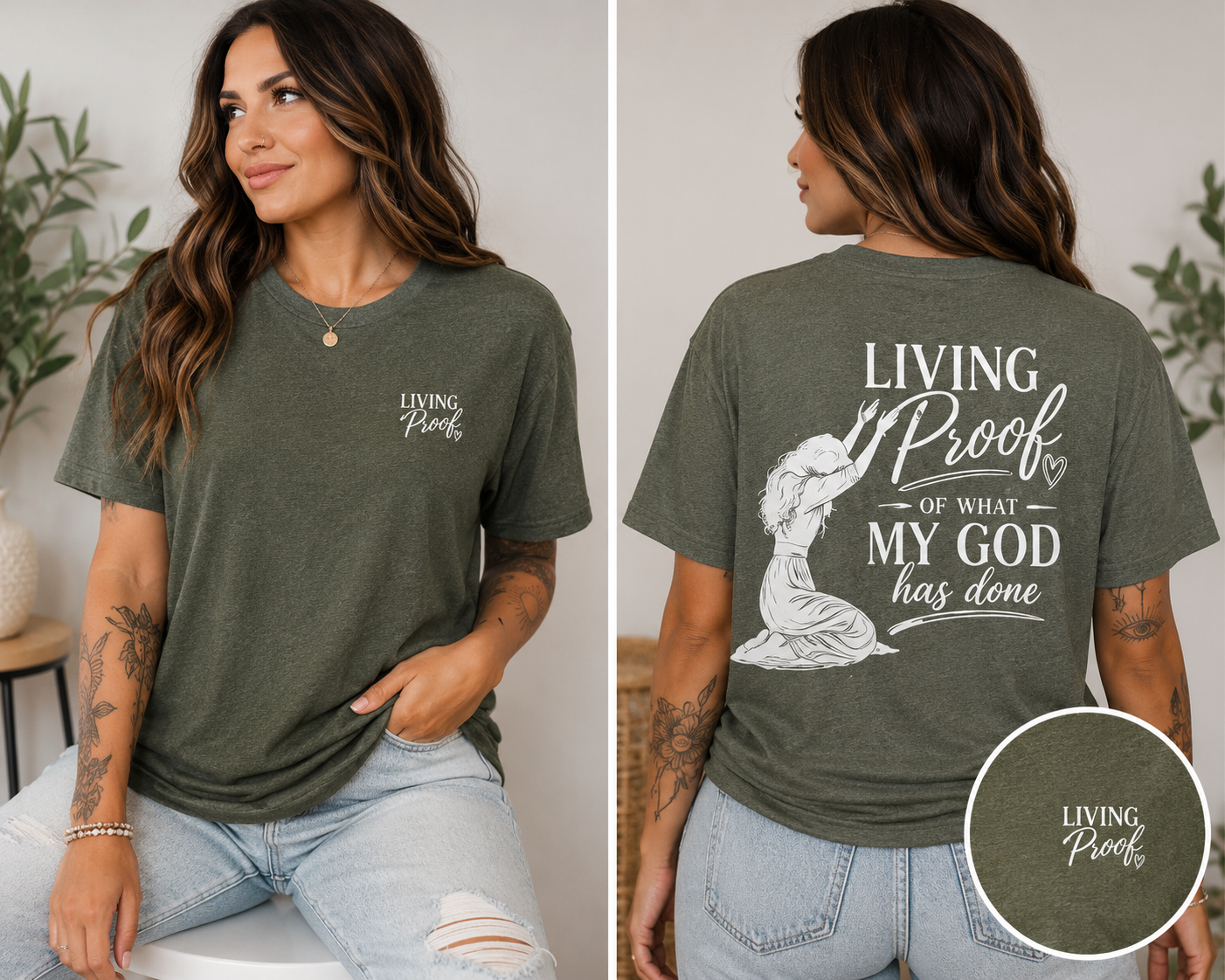 Living Proof of What My God Has Done Tee | Faith-Based Graphic Shirt