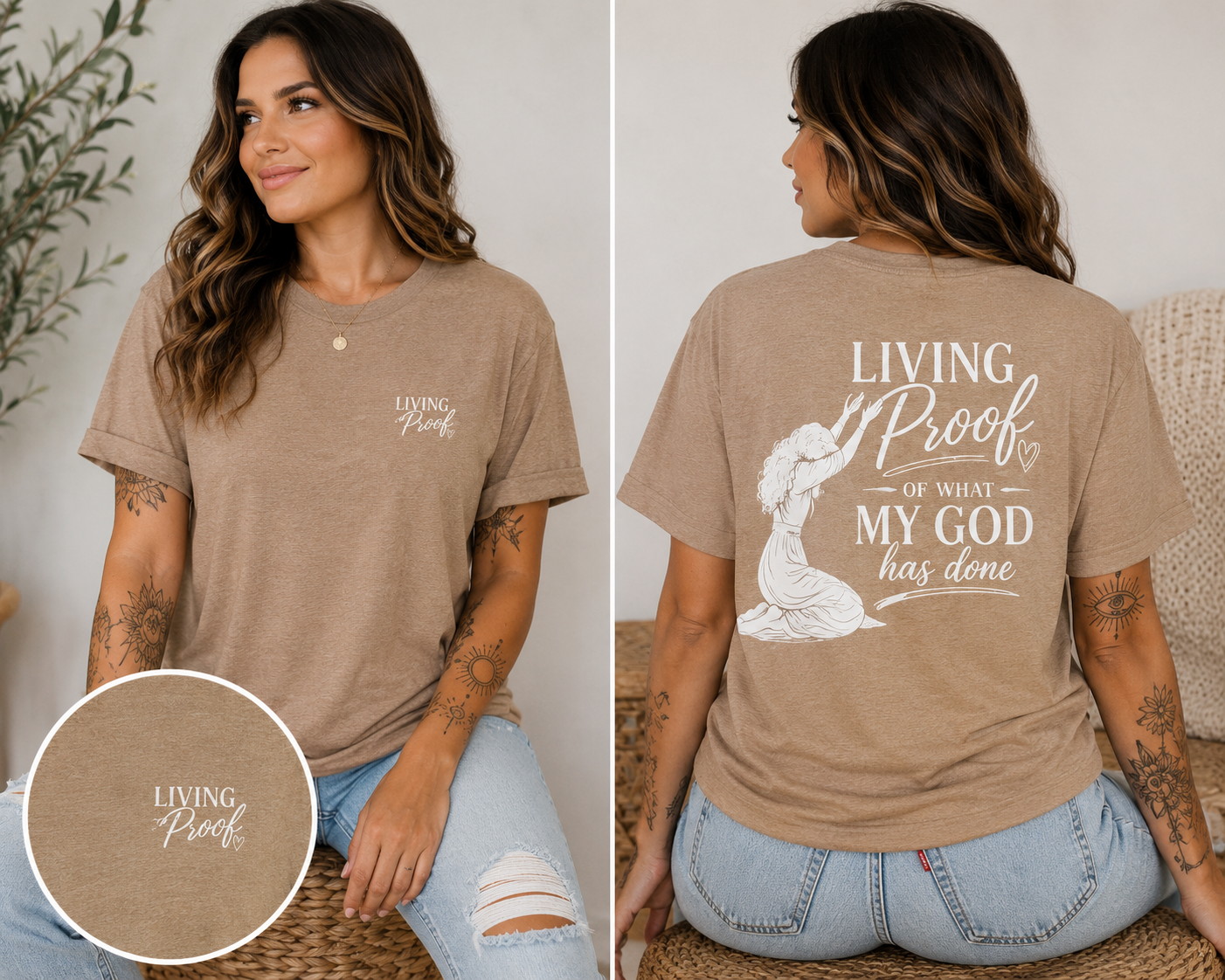 Living Proof of What My God Has Done Tee | Faith-Based Graphic Shirt