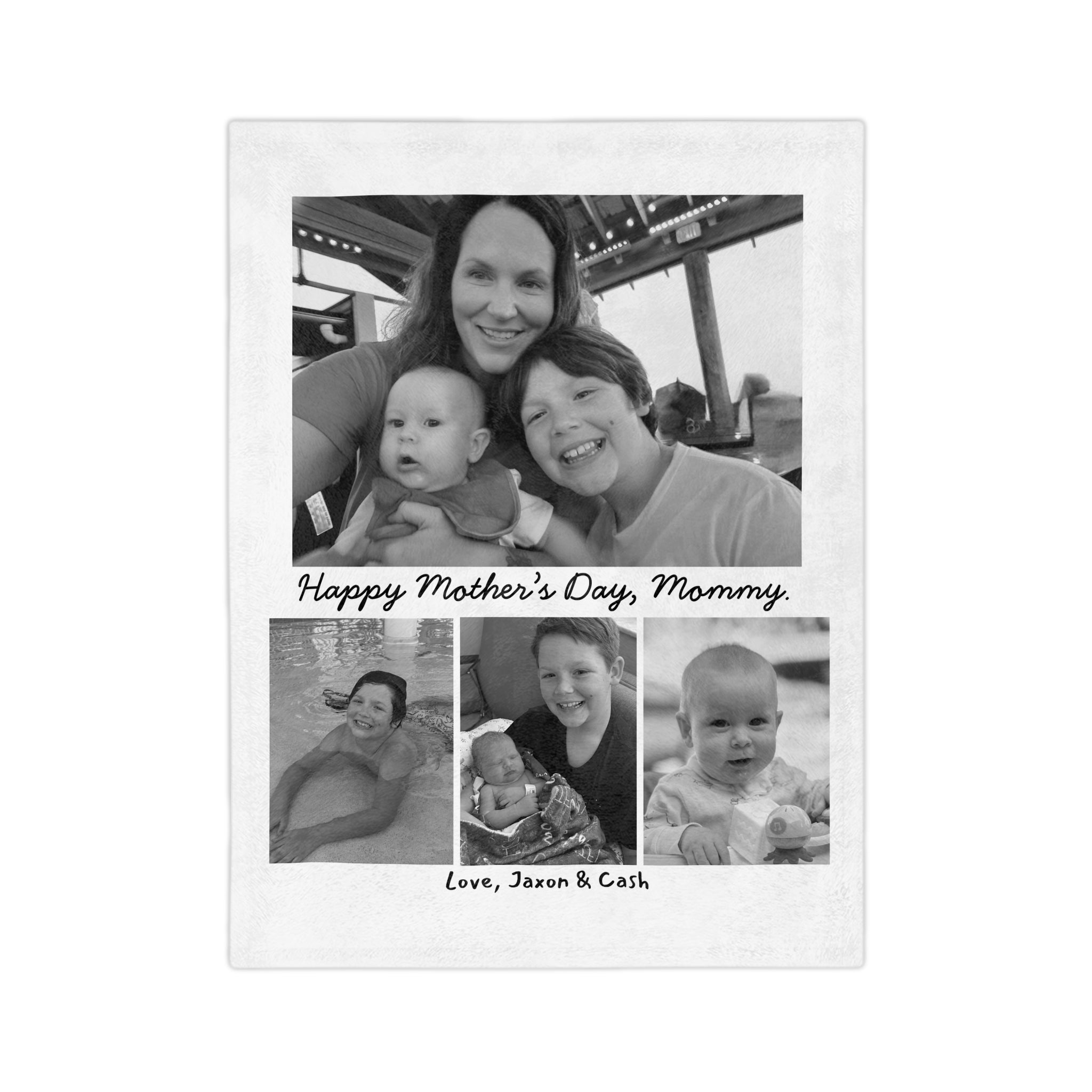 Photo Collage Mother's Day Blanket – "Happy Mother's Day, Mommy" Personalized Velveteen Throw