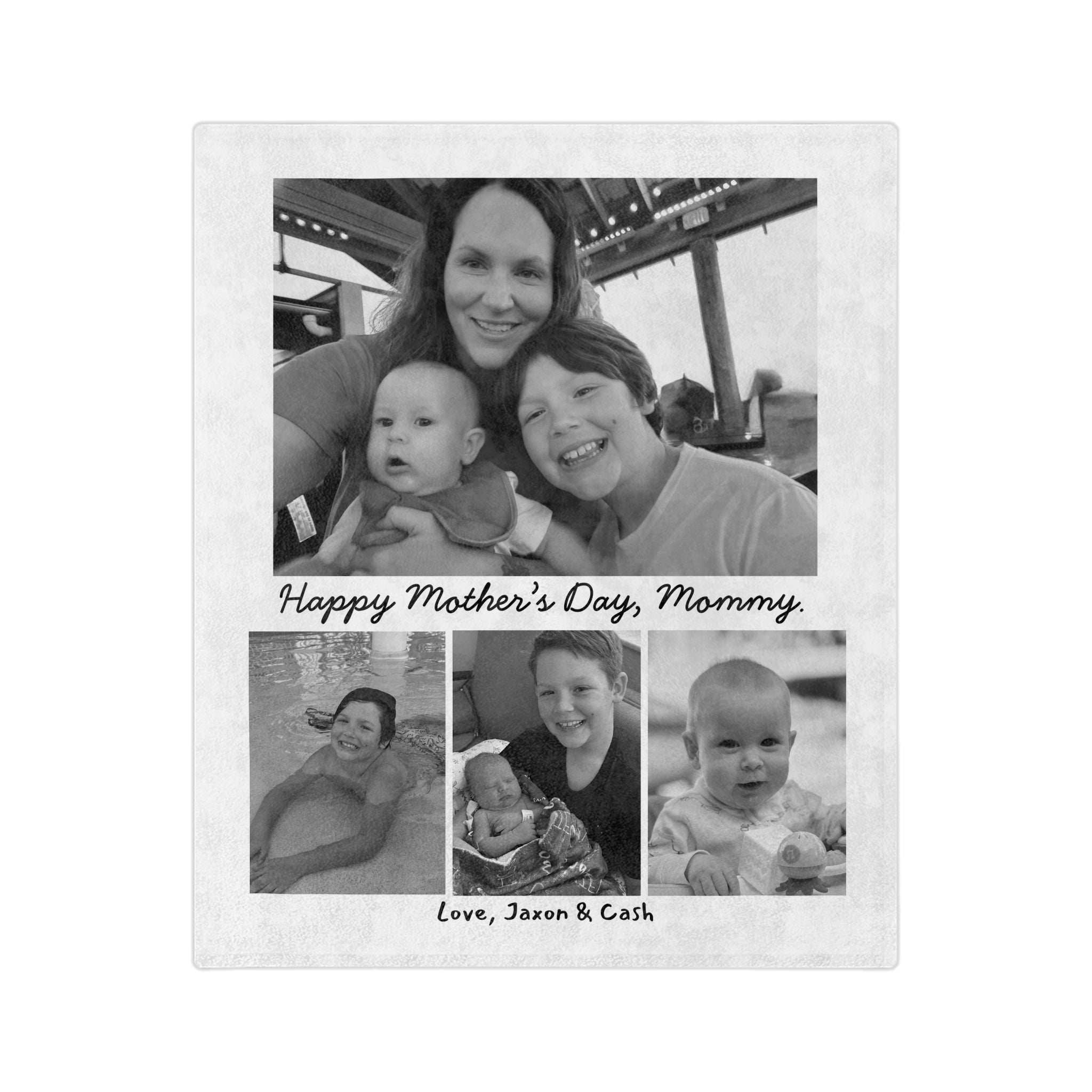 Photo Collage Mother's Day Blanket – "Happy Mother's Day, Mommy" Personalized Velveteen Throw