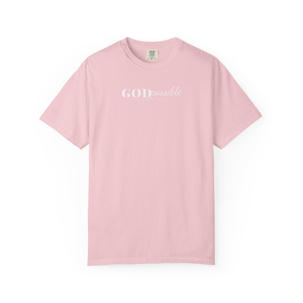 Godpossible Tee – Matthew 19:26 Christian Shirt | Faith Graphic Tee | Comfort Colors T-Shirt