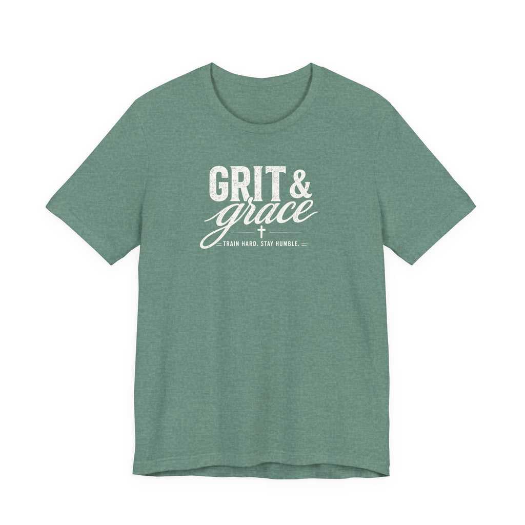 Grit and Grace Shirt | Christian Gym Tee | Faith Workout Shirt | Bella Canvas Shirt | Train Hard Stay Humble Tee