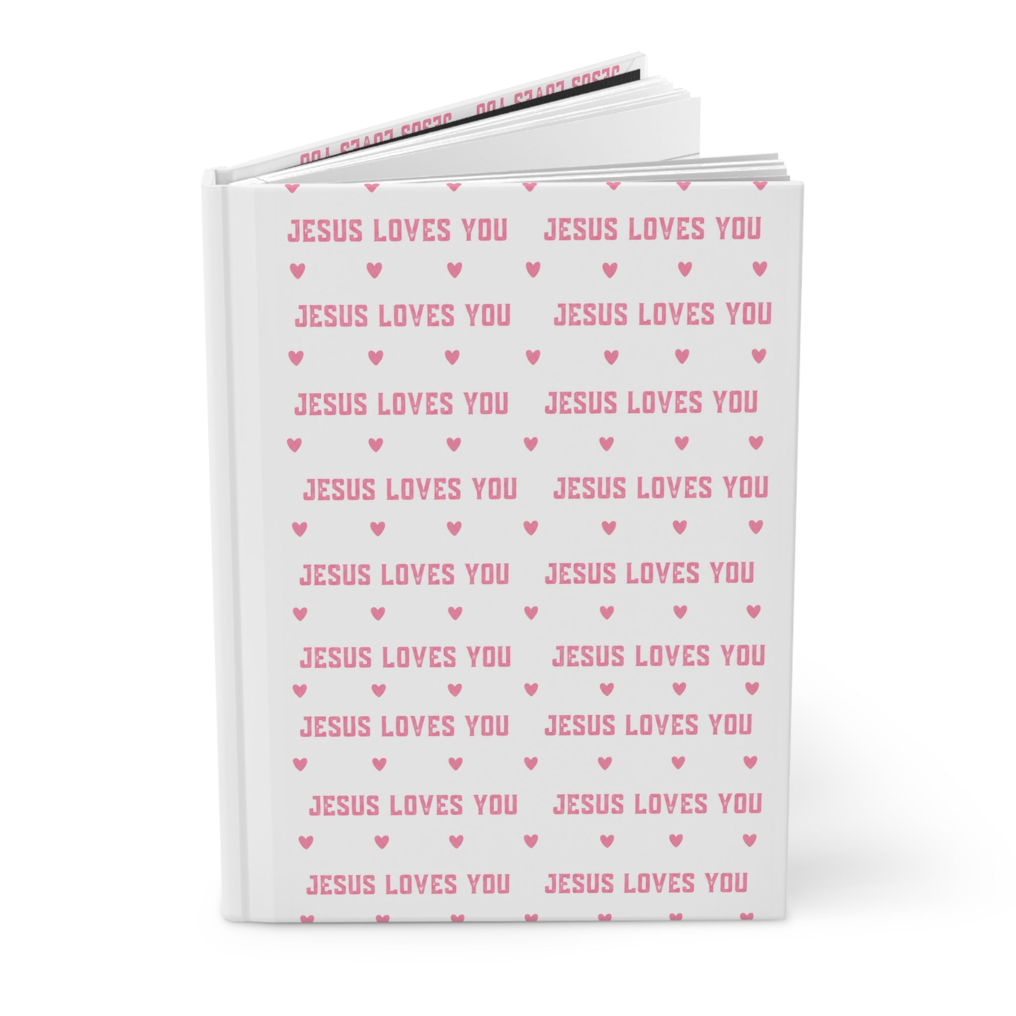 Jesus Loves You Hardcover Journal — Pink Heart Christian Devotional Notebook