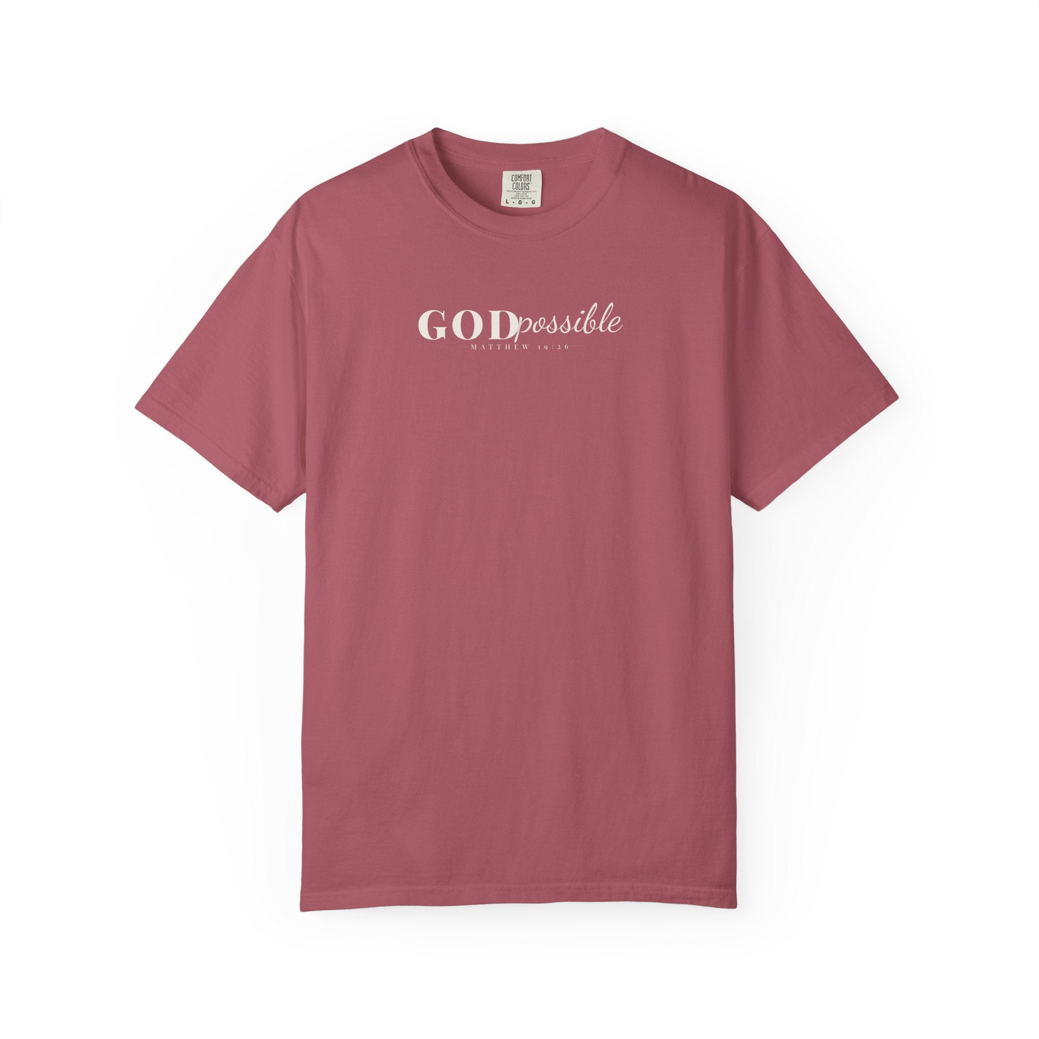 Godpossible Tee – Matthew 19:26 Christian Shirt | Faith Graphic Tee | Comfort Colors T-Shirt