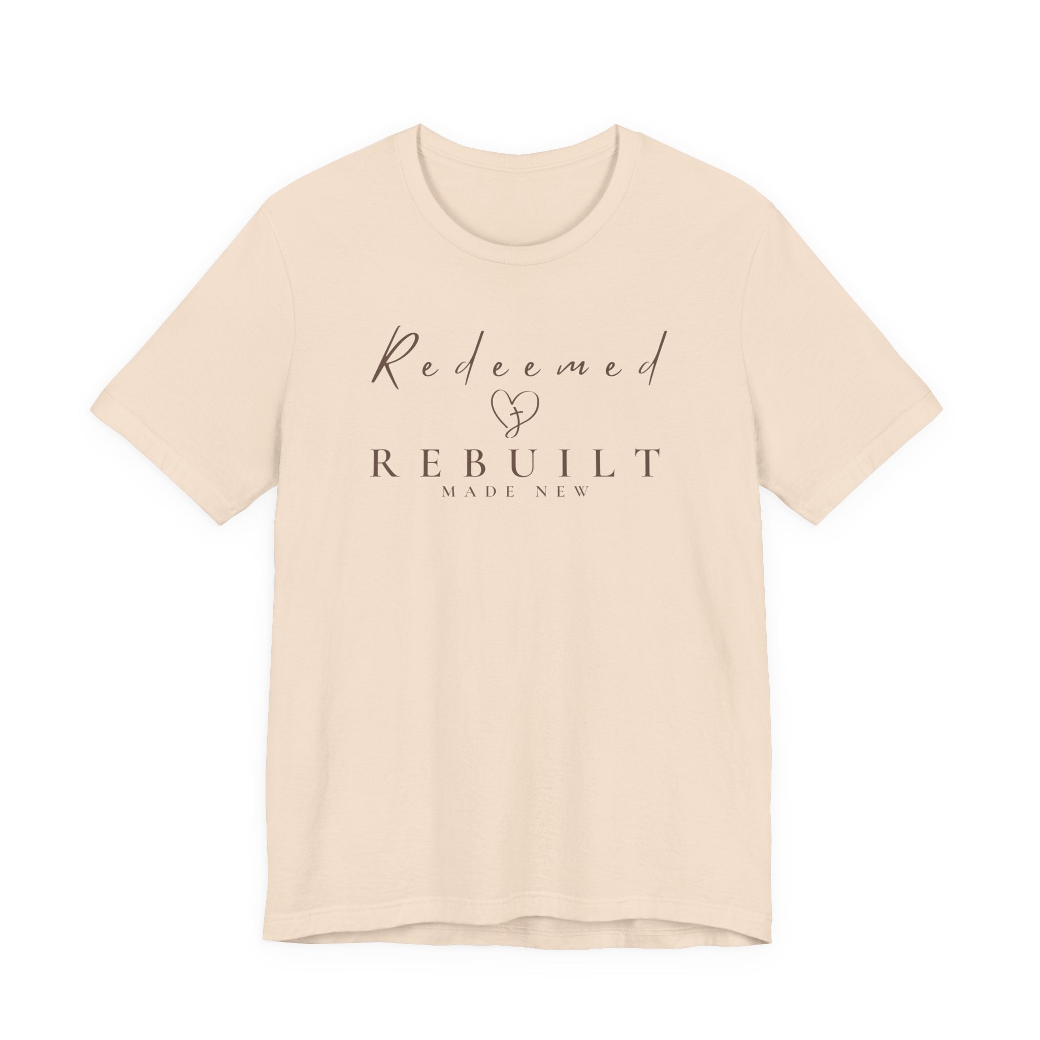 Rebuilt & Redeemed Tee — Inspirational Christian Faith Shirt