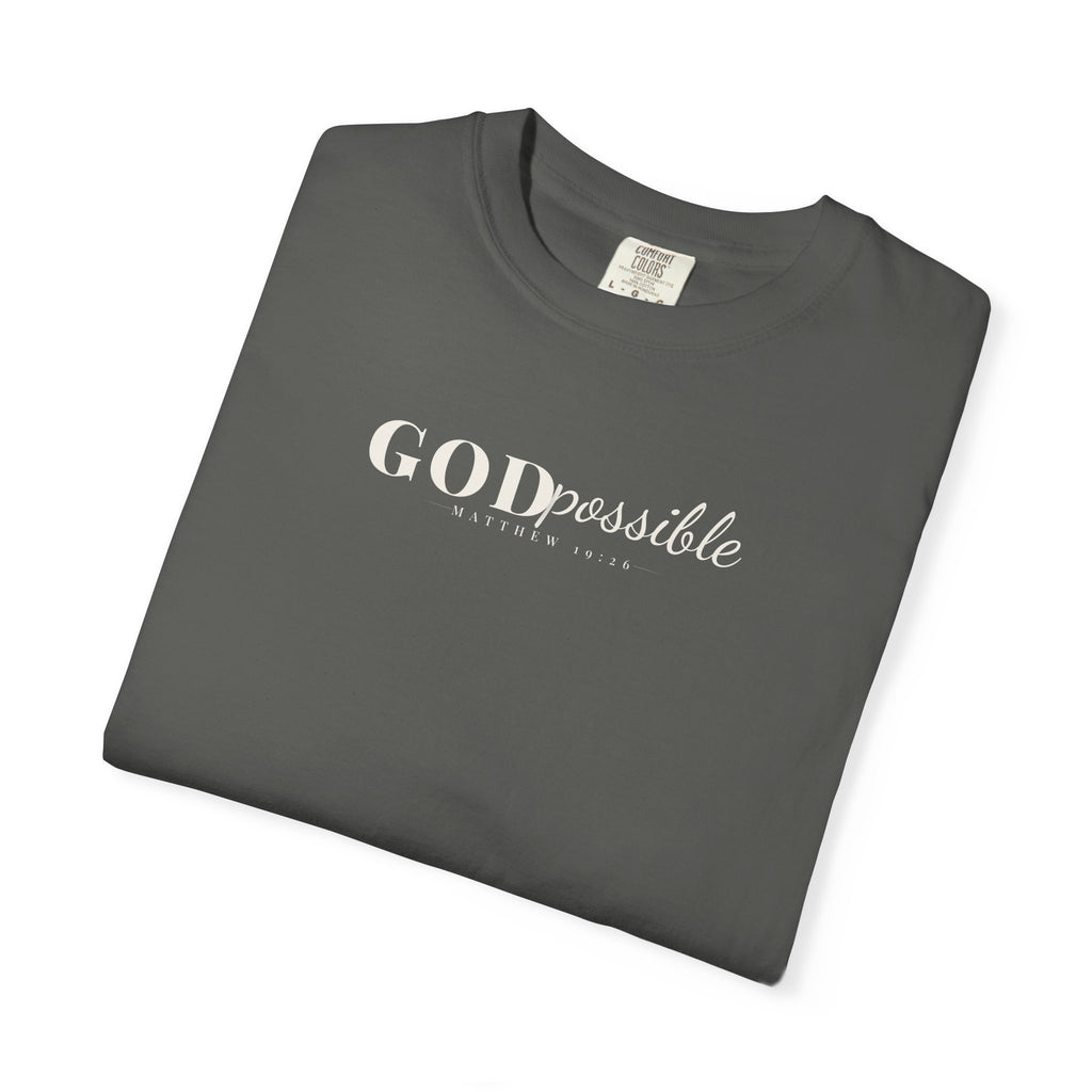 Godpossible Tee – Matthew 19:26 Christian Shirt | Faith Graphic Tee | Comfort Colors T-Shirt