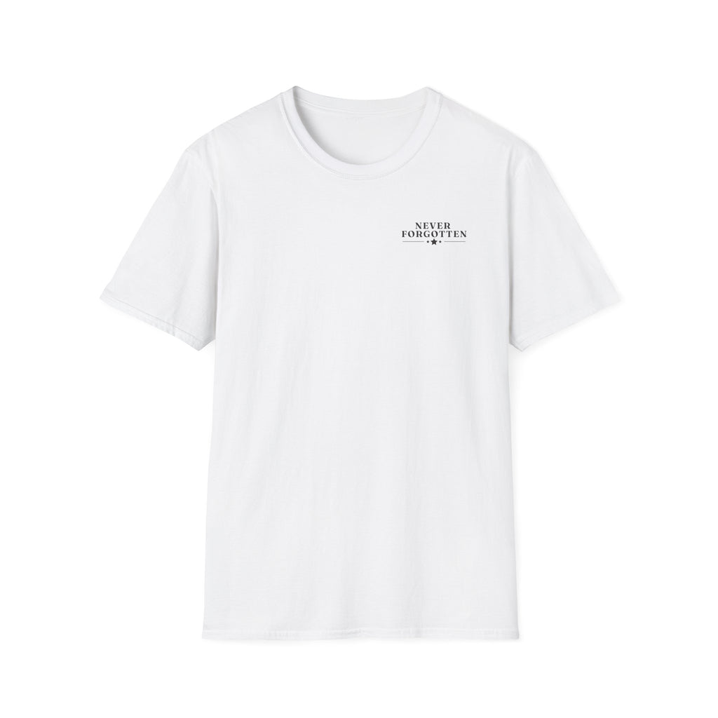 Memorial Military T-Shirt — "Never Forgotten" Fallen Soldier Tribute