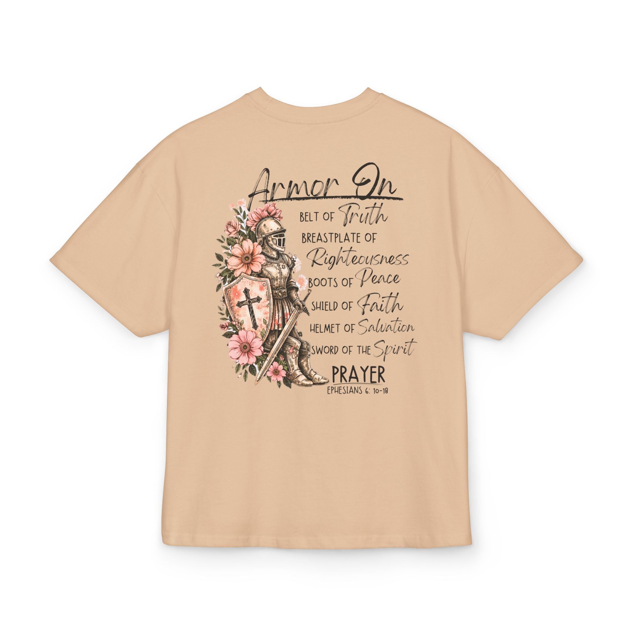 Armor On Oversized Christian Tee – Ephesians 6:10-18 Faith Shirt