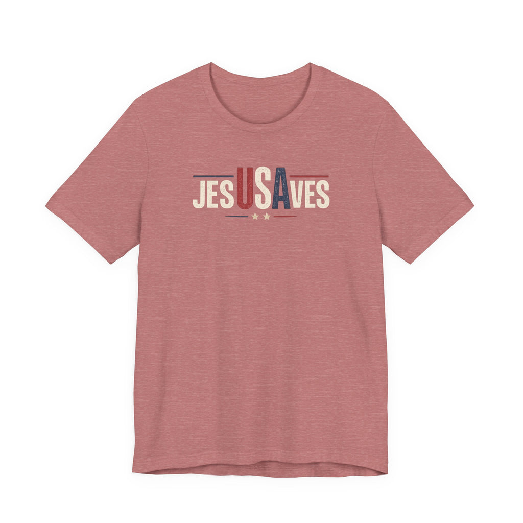 Jesus Saves Patriotic T‑Shirt — 'JesUSAves' Christian Tee