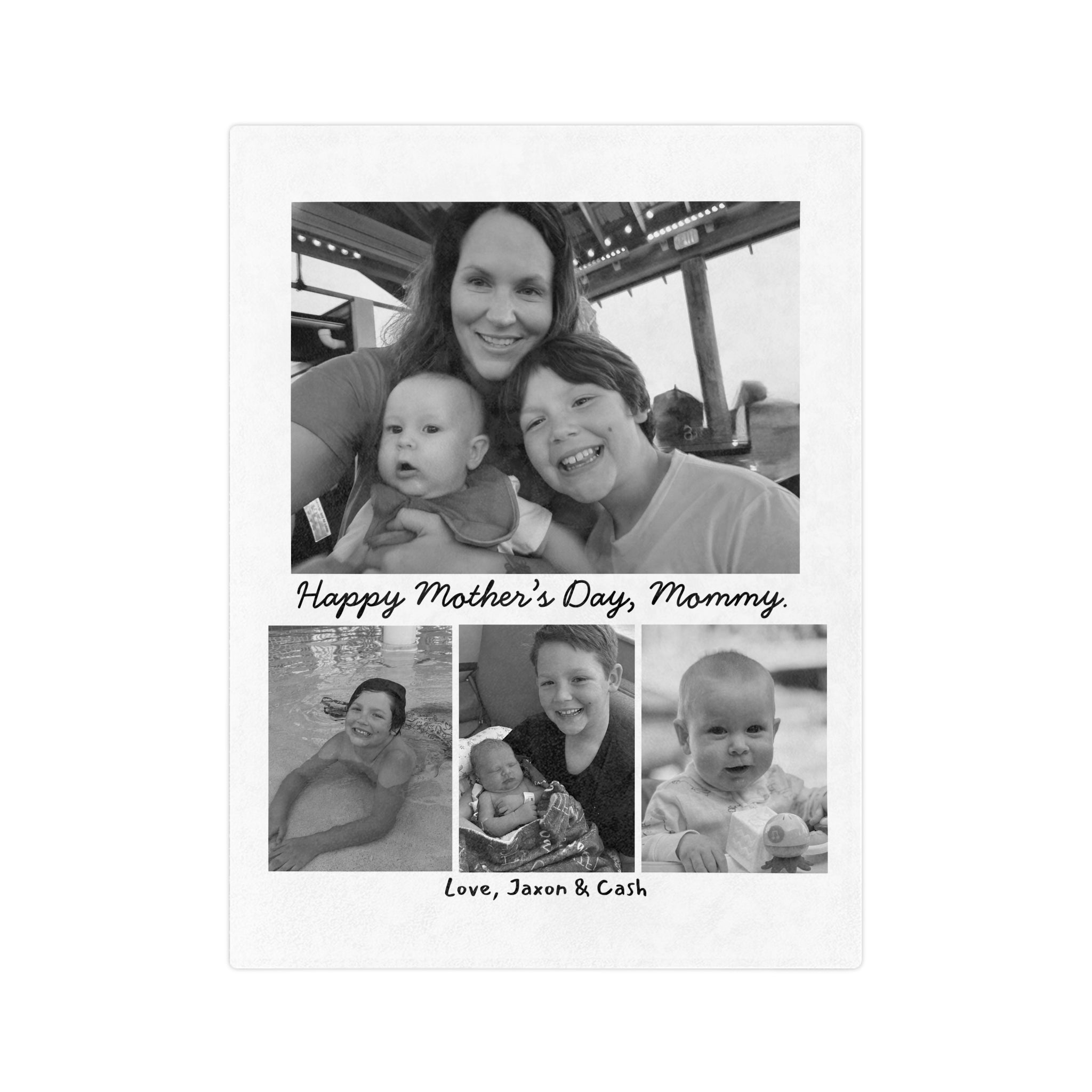 Photo Collage Mother's Day Blanket – "Happy Mother's Day, Mommy" Personalized Velveteen Throw