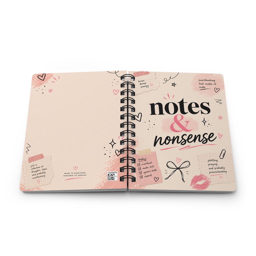 Notes & Nonsense Spiral Journal — Cute Pink Notebook for Doodles, Lists & Daily Notes
