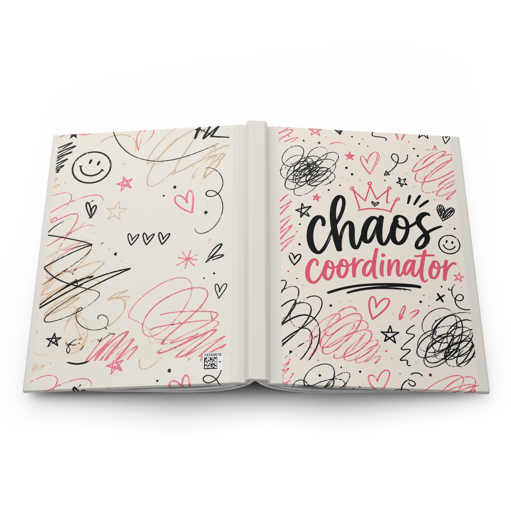 Chaos Coordinator Hardcover Journal — Cute Scribble Design, Funny Organizational Notebook