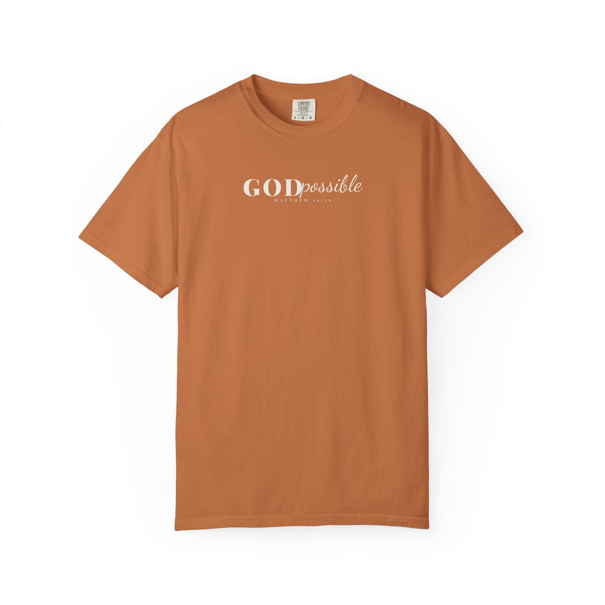 Godpossible Tee – Matthew 19:26 Christian Shirt | Faith Graphic Tee | Comfort Colors T-Shirt