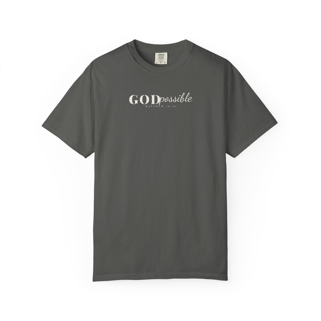 Godpossible Tee – Matthew 19:26 Christian Shirt | Faith Graphic Tee | Comfort Colors T-Shirt